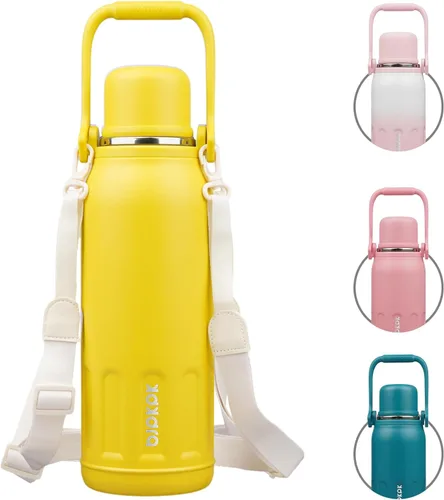 Miniatura 37 de BJPKPK - Botellas de agua termoaisladas de 27 onzas con tapa y asa de transporte, botellas de agua de acero inoxidable libres de BPA para la Verde