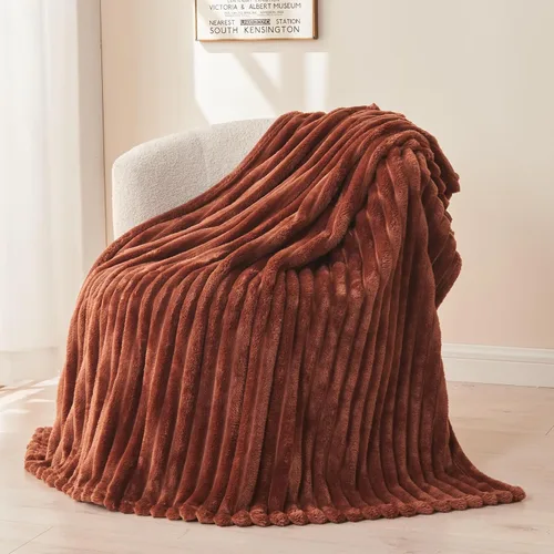 Miniatura 58 de NEWCOSPLAY Manta de Tiro Súper Suave Aqua Franela Sedosa Premium Forro Polar Jacquard Acanalado 3D Ligero Manta de Cama Uso en Todas las Estaciones