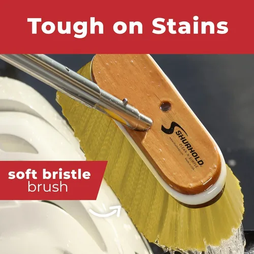 Miniatura 5 de Shurhold Classic 10” Stiff Bristle Deck Brush – Boat Cleaning Brush with Wood Block, Rubber Bumper & Polypropylene Bristles