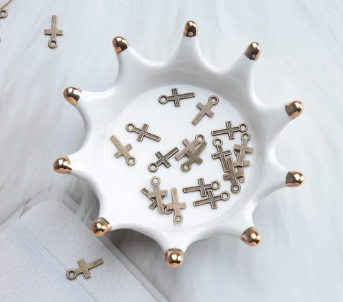 Miniatura 3 de 50 piezas de mini dije de cruz de metal para hacer joyas, encontrar collares, pulseras, aretes, llavero, idea de regalo de bricolaje, accesorios