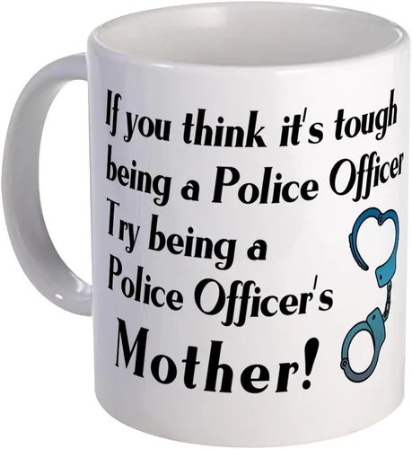 Miniatura 56 de CafePress Taza de café de cerámica de 11 oz (11.0 fl oz) de Police Mom