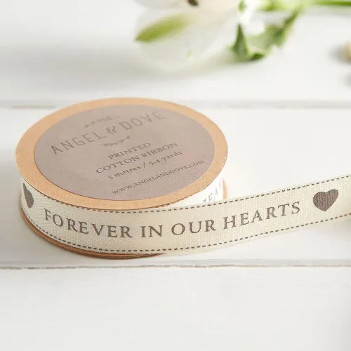 Miniatura 2 de ANGEL & DOVE Cinta «Forever in Our Hearts» para flores funerarias, regalos, papelería, regalos de condolencias (5.4 yardas)