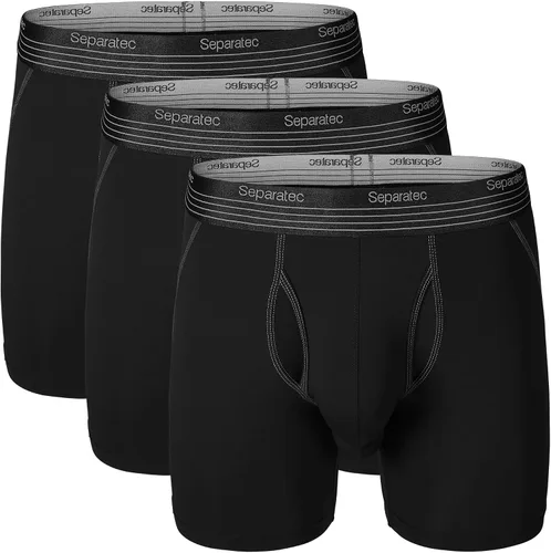 Separatec Ropa interior atlética para hombre, anti rozaduras y rendimiento deportivo, calzoncillos largos tipo bóxer para hombre con soporte de