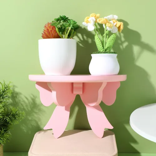 Miniatura 9 de DOITOOL Estante flotante de madera de estilo nórdico, soporte de almacenamiento de pared, diseño de lazo rosa para habitación de niños, dormitorio