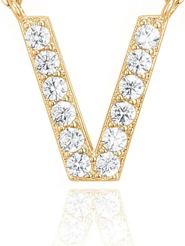 Miniatura 80 de PAVOI 14K White Gold Plated Cubic Zirconia Initial Necklace Letter Dainty Necklaces for Women
