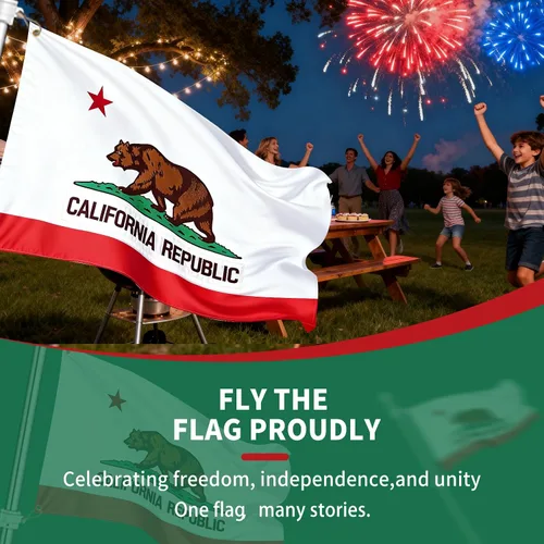 Miniatura 8 de Bandera de California de 3 x 5, bandera del estado de California, técnica de bordado completo, resistente a desgarros, rayas cosidas, ojales