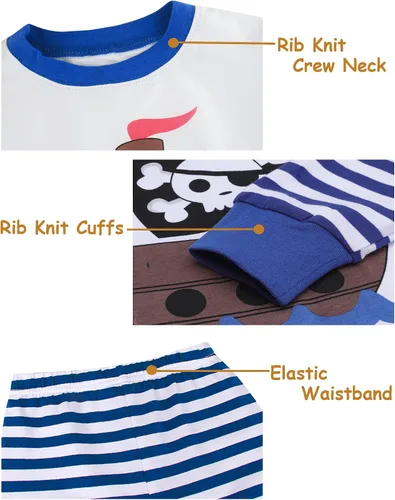 Miniatura 5 de A&J DESIGN Conjuntos de pijama de 2 piezas 100% algodón para niños pequeños y niños