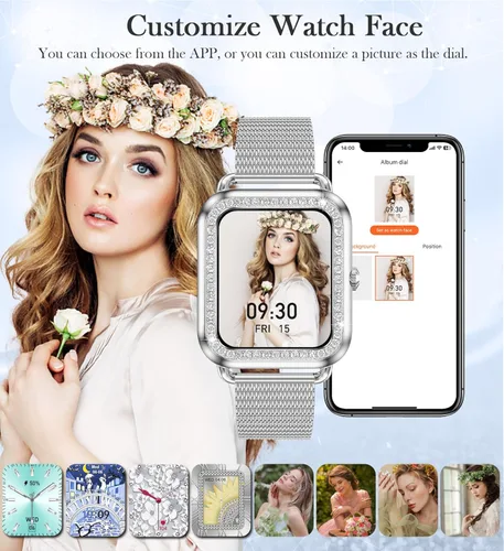 Miniatura 4 de Reloj inteligente con pantalla táctil de 1.6 pulgadas para mujer (respuesta/hacer llamadas), rastreador de actividad y relojes inteligentes