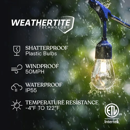 Miniatura 2 de Brightech Ambience Pro - Cadena de luces solares de 27 pies para exteriores, luces de patio impermeables de grado comercial con bombillas Edison