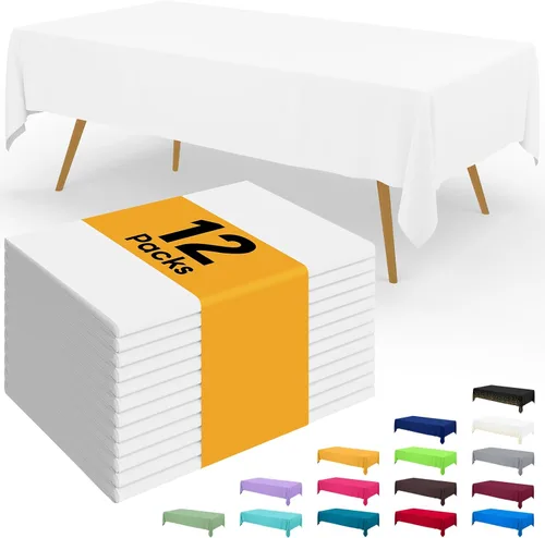Miniatura 32 de Smiry - Juego de 6 manteles desechables, 54 x 78 pulgadas, manteles impermeables rectangulares para fiestas, cubierta de mesa de plástico