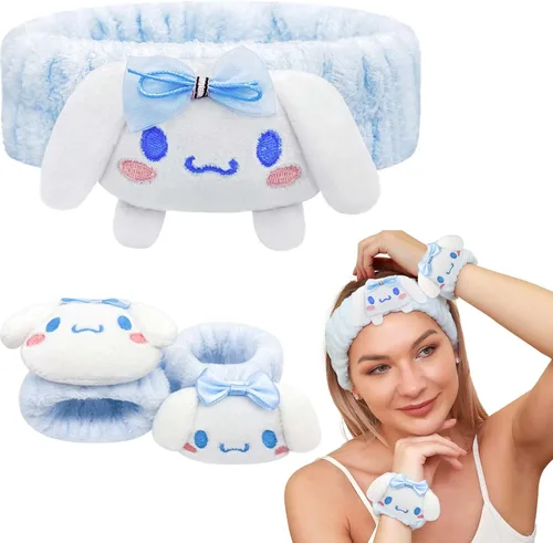 Set de Diadema y Muñequera de Spa Kawaii para Lavado Facial, Lindas Diademas de Cuidado de la Piel Suave para Mujeres y Niñas, Diadema de Maquillaje