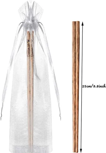 Miniatura 2 de 10 palillos de madera personalizados con bolsas de organza, palillos de madera grabados personalizados, boda, inauguración de la casa, aniversario