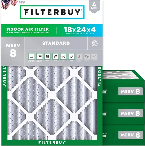 Miniatura 68 de Filterbuy - Filtro de aire de 20x20x1 MERV 8, Defensa Esencial contra el Polvo y las Alergias (paquete de 4), Filtros plisados electrostáticos
