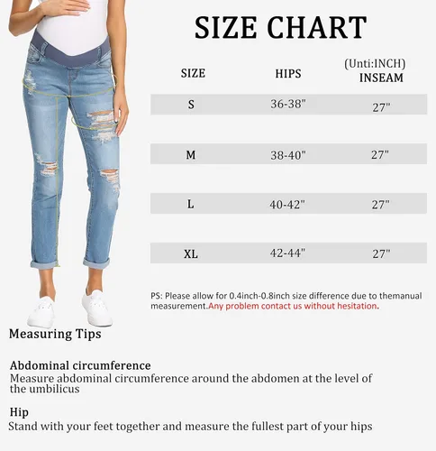 Miniatura 5 de Foucome Jeans de maternidad para mujer, jeans rasgados elásticos con bolsillos