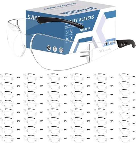 Miniatura 9 de Gafas de seguridad transparentes a granel de 100, lentes resistentes a impactos ANSI Z87.1, protección ocular para laboratorio, construcción 40