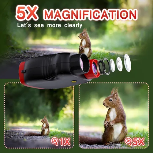 Miniatura 2 de Gafas de visión nocturna para niños con tarjeta de 32 GB, binoculares de visión nocturna para niños con zoom 5X, cámara digital HD 1080P, gran