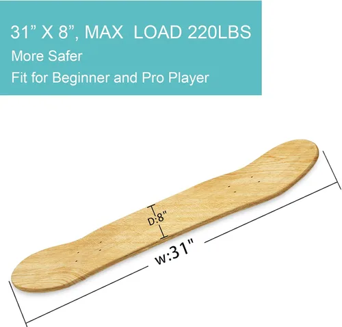 Miniatura 4 de Beipoo Tablas de patineta en blanco de 31 x 8 pulgadas, natural, patineta de doble cola de arce de 7 capas, ideal para reemplazo y pintura artística