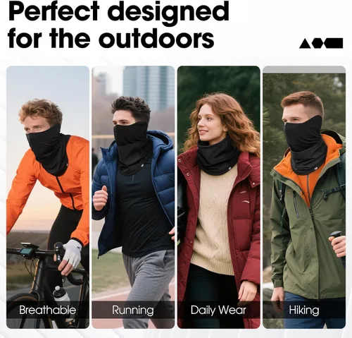 Miniatura 9 de LONGLONG Calentador de cuello de invierno para hombres, máscara de esquí de forro polar para la cara de las mujeres, bufandas a prueba de viento