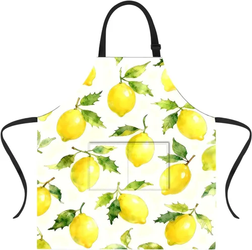 Miniatura 15 de ANNA QUEEN Delantal con 2 bolsillos impermeable para mujeres y hombres, estampado floral ajustable para cocina, hornear, barbacoa