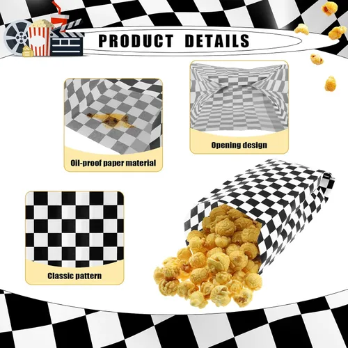Miniatura 4 de 100 bolsas de papel para palomitas de maíz, para porciones individuales, pequeñas bolsas de palomitas de maíz desechables para fiestas, aperitivos