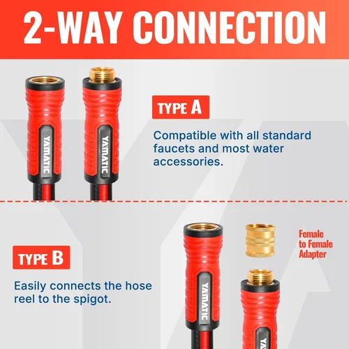 Miniatura 5 de YAMATIC Manguera de jardín corta de 15 pies x 5/8 pulgadas, extensión de manguera líder 2 en 1 de doble uso con conector de latón macizo, ligera