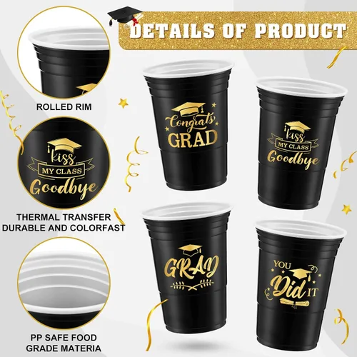 Miniatura 2 de Yinder 48 vasos de plástico desechables para fiesta de graduación, decoraciones de graduación de 16 onzas, tazas de estadio de grado 2026, bebidas