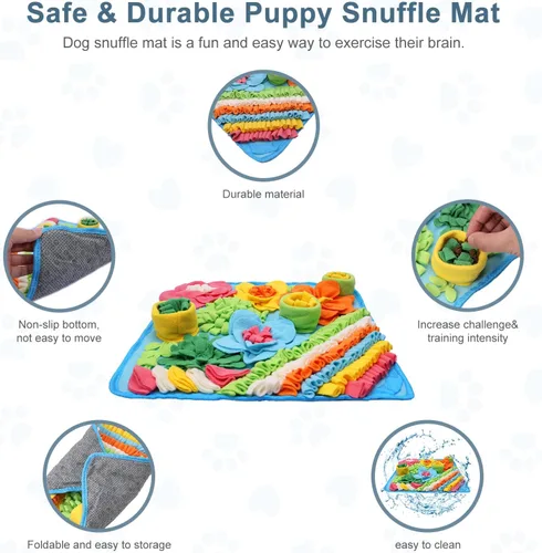 Miniatura 2 de Tapete de olfateo para perros, gatos, conejos, tapete de alimentación de golosinas para mascotas, 15.4 x 15.4 pulgadas para pequeños y medianos