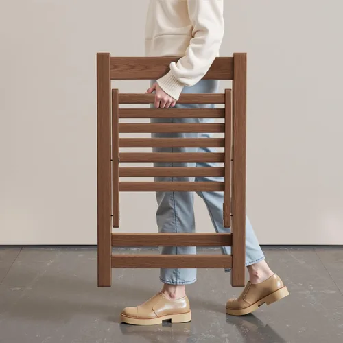 Miniatura 6 de AnywaysWood Soild - Juego de 2 sillas plegables de madera para interiores o exteriores, capacidad de 300 libras, ahorro de espacio y diseño portátil