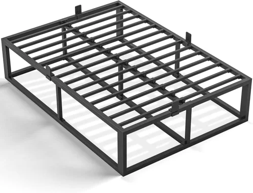 Miniatura 17 de Bilily Marco de cama individual de 14 pulgadas con soporte de listones de acero resistente, plataforma de metal resistente para colchón