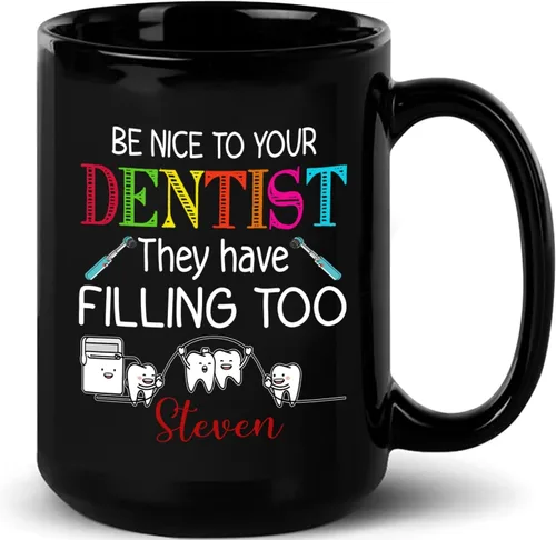 Miniatura 25 de Taza de café con texto en inglés "A Truly Great Dentist Is Hard To Find Difficult", taza de café negra de 11 onzas y 15 onzas, regalo personalizado
