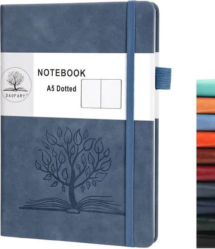 Miniatura 20 de Daofary Cuaderno A5 con rayas de cuero, 160 páginas, diario de 100gsm de papel grueso, tapa dura, con bolsillo, para trabajo, hombres y mujeres, 8.4