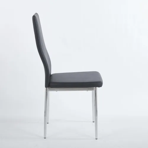 Miniatura 9 de Juego de 4 sillas, patas de color cromado, asiento negro