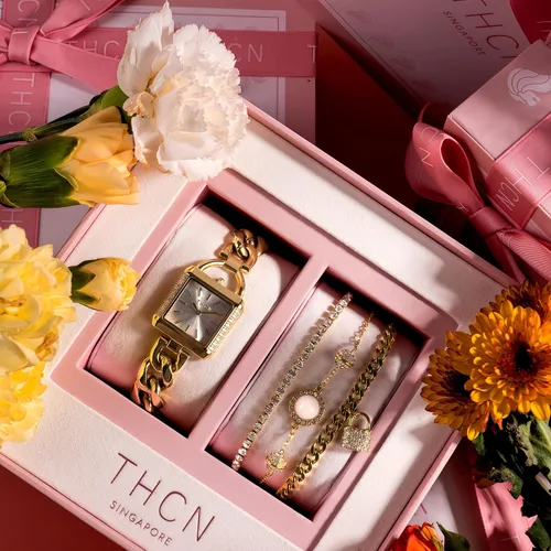 Miniatura 5 de THCN Women's Gold Watch & Bracelets Set, Ladies Dainty Watches Jewelry for Women with Crystal Bezel & Adjustable Bracelets, Luxury Jewelry Gift Set
