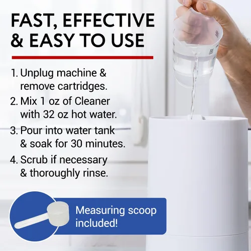 Miniatura 5 de IMPRESA Humidificador limpiador y descalcificador en polvo, 12 onzas, 12 usos, polvo de ácido cítrico y removedor de minerales de agua