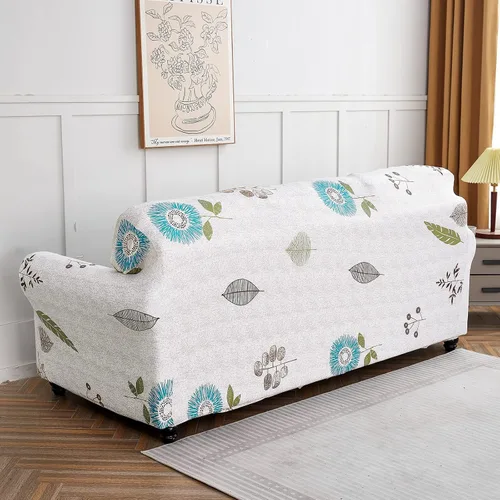 Miniatura 9 de SearchI Funda Elástica para Sofá Estampada Funda de Sofá, Patrón Floral Funda de Sofá de 4 Piezas con 3 Fundas de Cojín Separadas, Protector de Gris