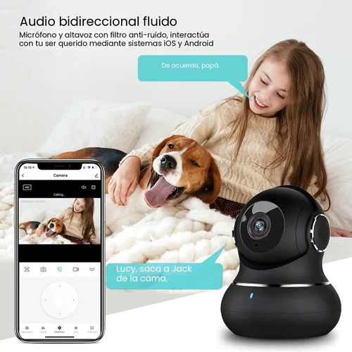 Miniatura 5 de litokam Cámara de seguridad interior 2K, cámaras de 360° para seguridad del hogar en interiores con detección de movimiento, cámara para mascotas