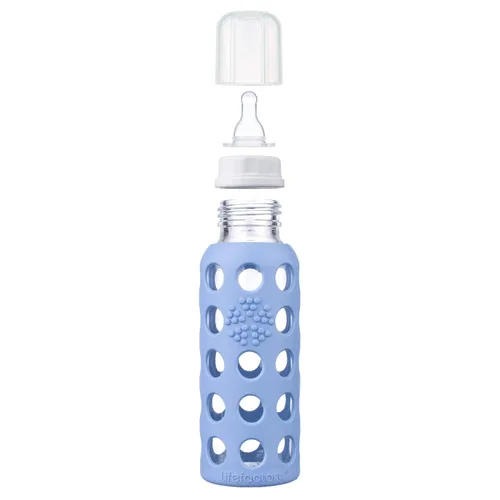 Miniatura 3 de Lifefactory Biberón de vidrio con funda protectora de silicona y etapa 2 pezón arándano 9 onzas (LF110020C4)