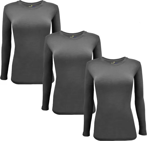 Miniatura 136 de Natural Uniforms Camiseta Under Scrub para mujer, cuello redondo, manga larga, paquete de 3, paquete múltiple de 3