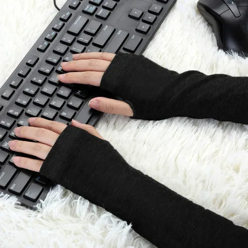 Miniatura 5 de Allegra K Calentadores de brazo sin dedos unisex de moda clásica