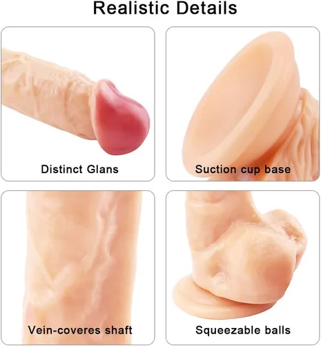 Miniatura 3 de Pene de silicona realista grande de 9 pulgadas con fuerte ventosa para estimulación de empuje manos libres, juguete para adultos 4d