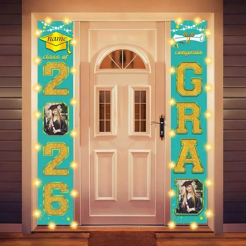 Miniatura 26 de Decoraciones personalizadas para fiestas de graduación 2026 – Cartel de felicitación de graduación grande – Cartel de fondo de graduación