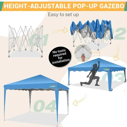 Miniatura 186 de COBIZI Tienda de campaña desplegable de 6.6 x 6.6 pies, toldo resistente, fácil de instalar, impermeable, para exteriores, fiestas, playa, jardín