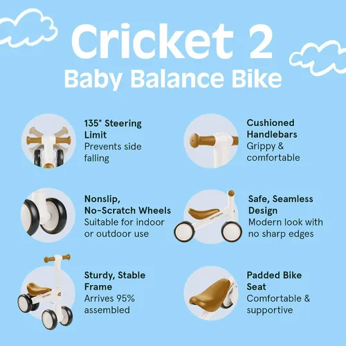 Miniatura 3 de Retrospec Cricket 2 Baby Walker Balance Bike with 4 Wheels - Safe Learning Toy for Ages 12-24 Months - Scratch-Resistant Indoor Outdoor Toddler
