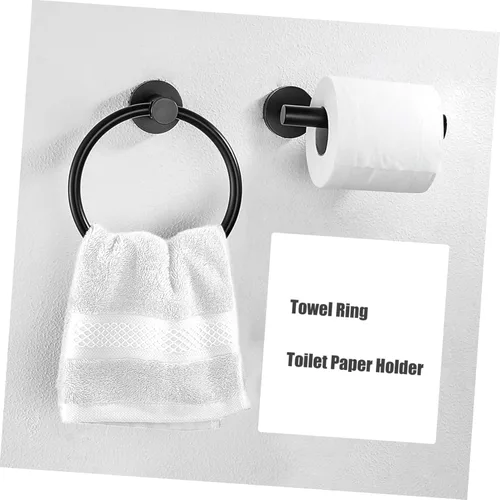 Miniatura 9 de OSALADI Juego de estante de almacenamiento de baño multifuncional Toallero de papel Anillo de toalla