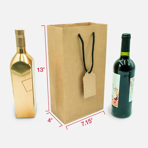 Miniatura 3 de Bolsa de regalo de vino para 2 botellas, 7.15 x 4 x 13 pulgadas, 24 bolsas de regalo para botellas de vino dobles