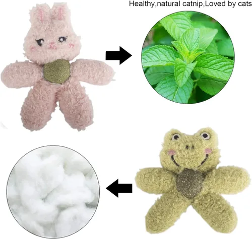Miniatura 5 de Juguetes de felpa con hierba gatera para gatos de interior, juguetes interactivos para masticar para dentición y cuidado dental, juguete de nailon