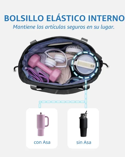 Miniatura 3 de sportsnew Bolsa para esterilla de yoga, bolsas de gimnasio para mujeres y hombres con bolsillo impermeable y gancho y bucle, almacenamiento de Negro