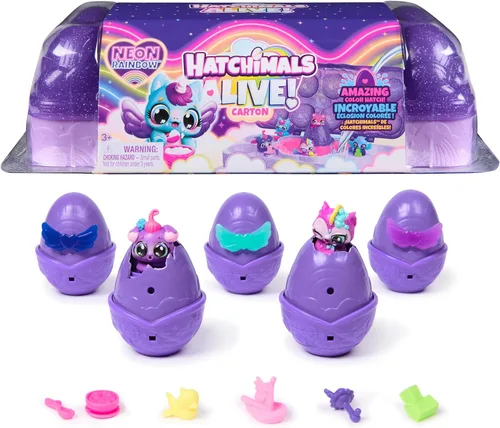 Miniatura 12 de Hatchimals Alive, Rainbow Hatchery con 6 Mini Figuras en Huevos de Revelación de Color y Más de 10 Accesorios, Regalos y Rellenos de Media