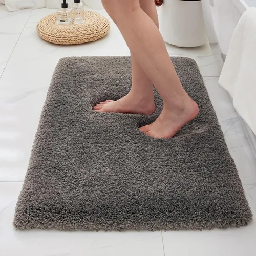 Miniatura 24 de Alfombras de baño antideslizantes, lavables, ultra gruesas, suaves, de microfibra absorbente, de látex de espuma de alta densidad, con respaldo Beige