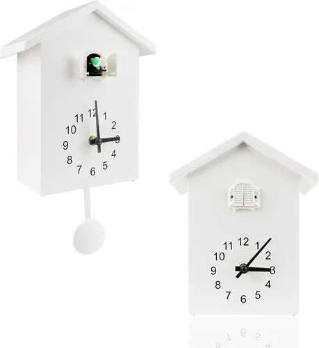 Miniatura 15 de KEYPOWER - Reloj de cuco, reloj de pared de cuco, sonidos de pájaros de cuco o llamada, péndulo de reloj con diseño, casa de pájaros, arte de pared